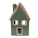 Tealight Holder Christmas House Green, Brown 9x8x15 cm