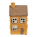 Portacandele Natale Casette Giallo Marrone 9x9x15 cm