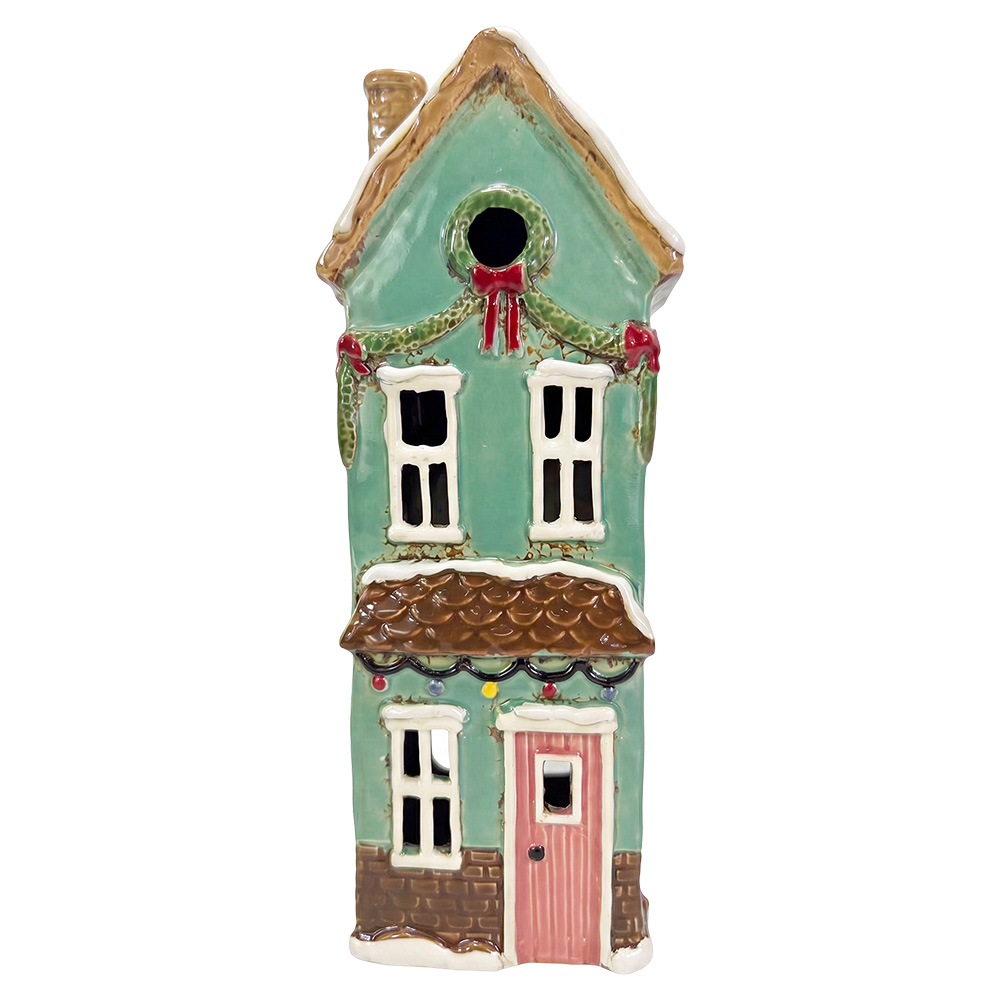 Porte-lampes de Noël chalet Vert Marron 12x9x28 cm