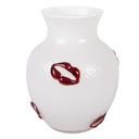 Vaso Vetro Bianco Rosso Ø 13x16 cm