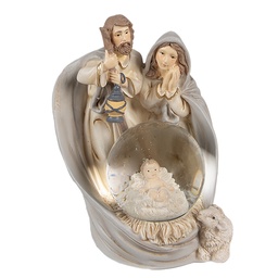 [6PR4892] Palla di vetro con neve del presepe di Natale Grigio, Beige 9x8x11 cm
