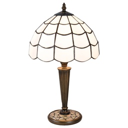 [5LL-5936] Lampe de table Tiffany Blanc, Marron Ø 25x43 cm E27/max 1x40W
