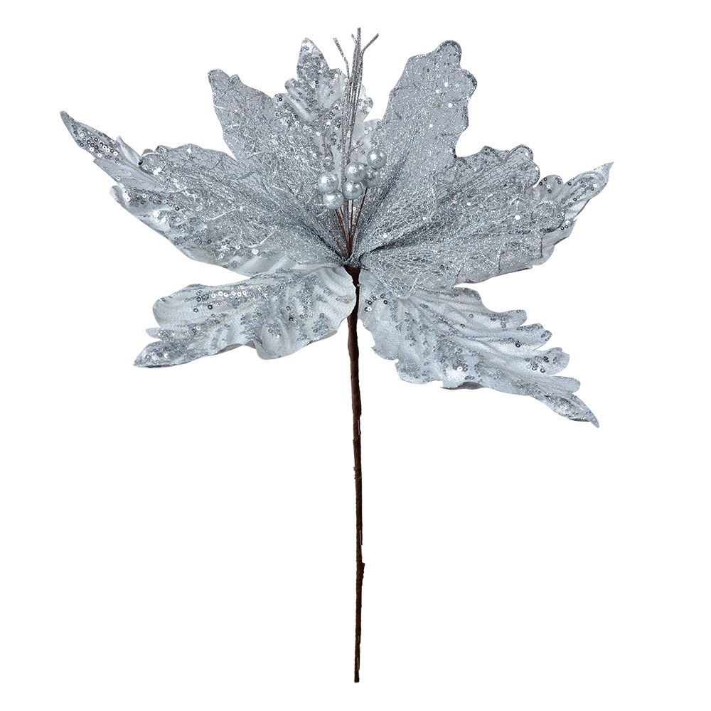 Décoration de Noël Fleur Blanc Couleur argent Ø  45x57 cm