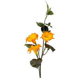 [5PL0323O] Branche décorative avec fleurs Orange Vert 109 cm