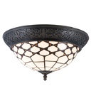 Plafoniera Tiffany Bianco, Marrone Ø 38x19 cm E14/max 2x40W