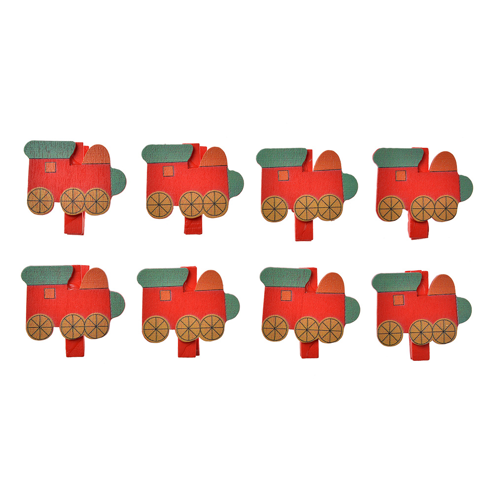 Pince à linge avec Locomotive (set 8) Rouge Vert 4x1x3 cm