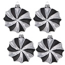 Boule de Noël Noir Gris 10x3x10 cm (set 4)