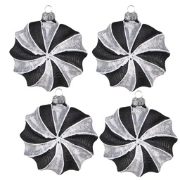 [6GL4161] Palla di natale Nero Grigio 10x3x10 cm (set 4)