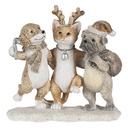 Image de décoration de Noël Chiens et chat Gris, Beige, Blanc 13x5x12 cm