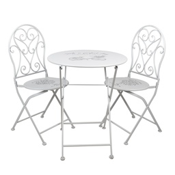 [5Y0192] Bistro Set Table Chairs (3 pcs) White Ø 60x70 / 40x40x92 cm (2)