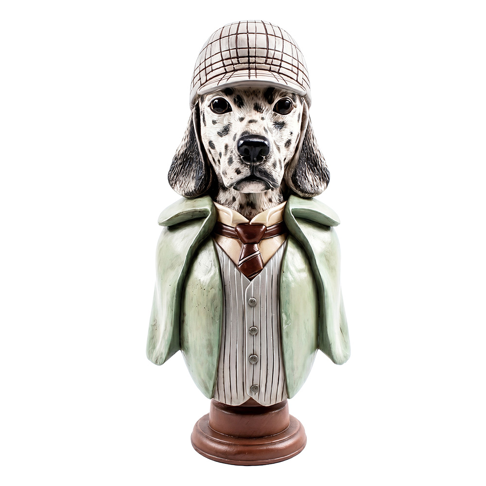Decorativa Busto Cane Bianco Verde 19x20x40 cm