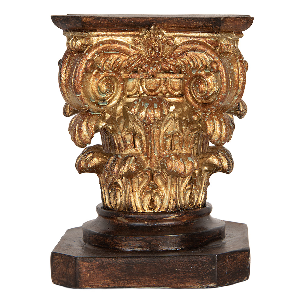 Pedestal Brown Gold colored 12x12x16 cm