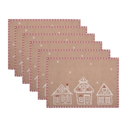 [GBB40] Placemats Set of 6 Brown White 48x33 cm