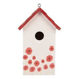[6H2446] Birdhouse White Red 15x10x22 cm