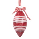Christmas Bauble Red White Ø 6x13 cm