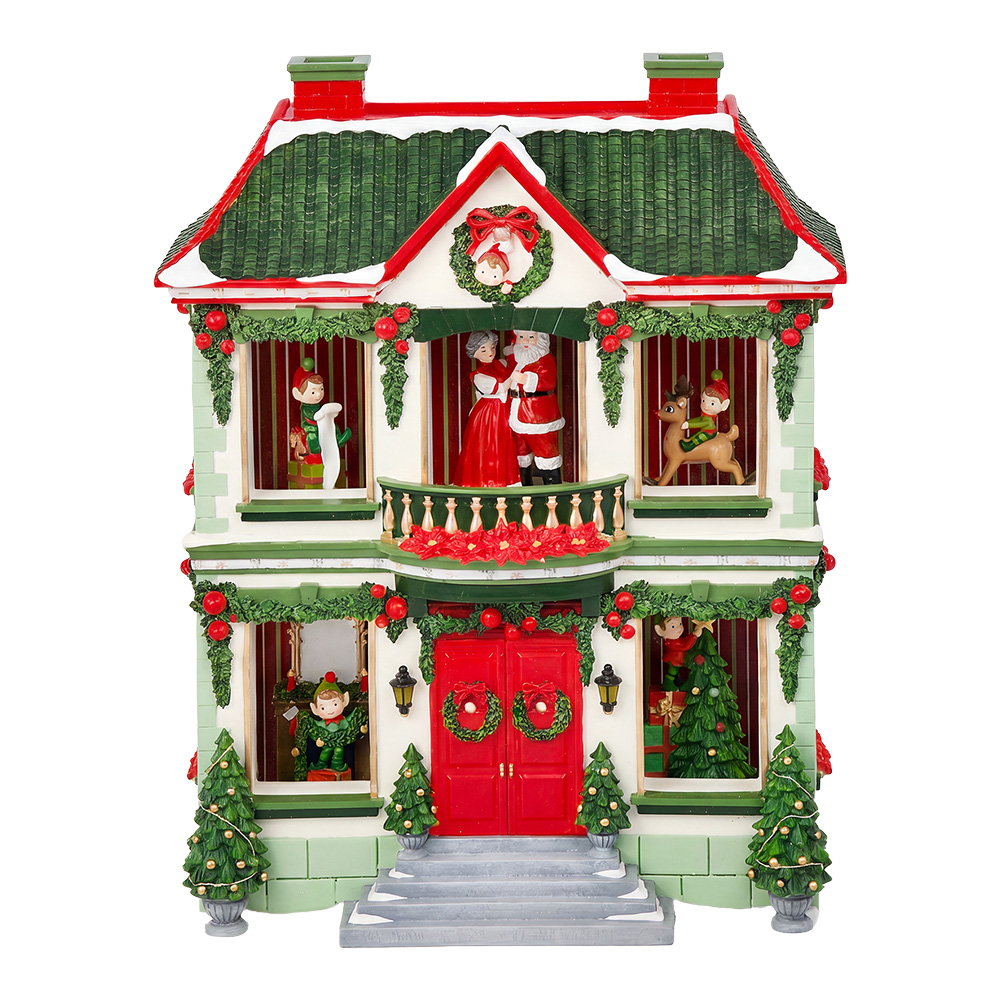 Music box House With LED Green Red 37x17x47 cm / 3xAA