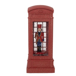 [66412] Christmas decoration telephone booth with Nutcracker Red 9x9x21 cm / 3xAAA