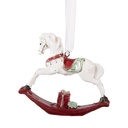 Decorazione Cavallo a dondolo Bianco Rosso 9x2x10 cm