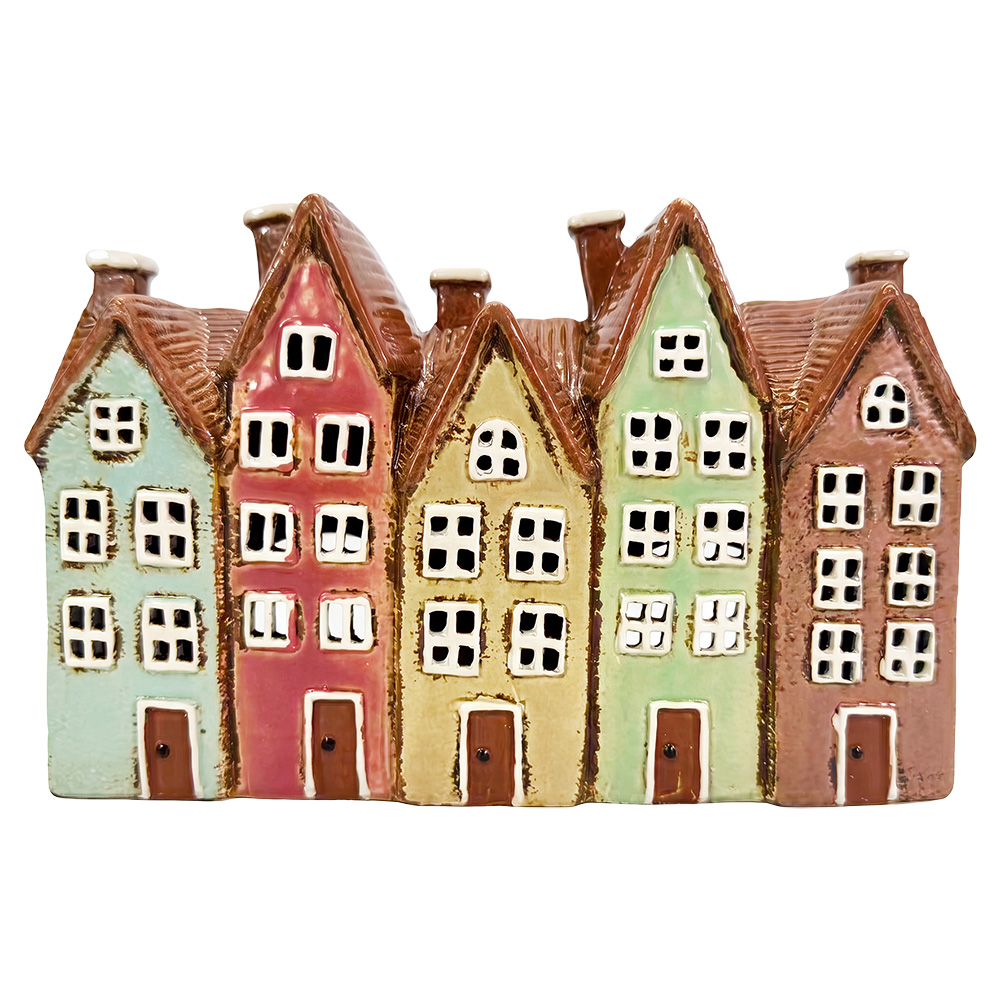 Porte-lampes de Noël chalets Marron Beige 26x9x17 cm