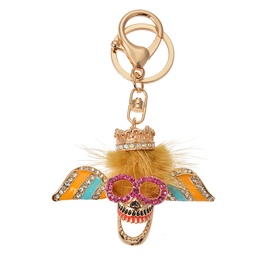 [JZKC0184] Key chain Gold colored Pink 5x2x7 cm