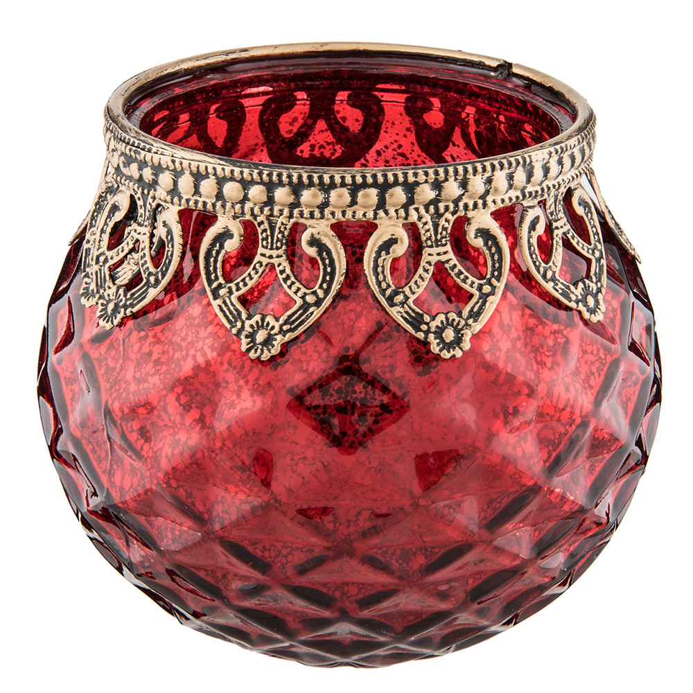 Porte-lampion en verre Rouge Ø 10x10 cm