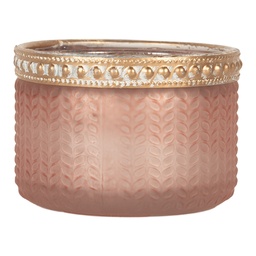 [6GL5214] Glass Tea Light Houder Pink Ø 7x4 cm