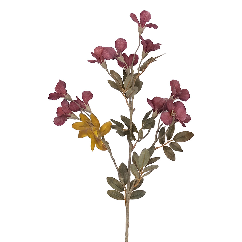 Dekorativer Zweig mit Blumen Rot 100 cm