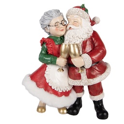 [6PR6268] Decorazione Babbo Natale e donna di Natale Rosso Bianco 20x12x26 cm