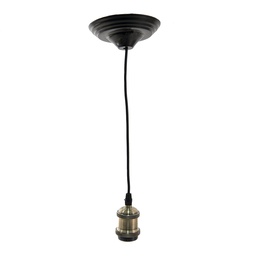 [5LL-95GR] Attacco Lampadine Sospensione Verde, Nero Ø 14x150 cm E27/max 1x60W