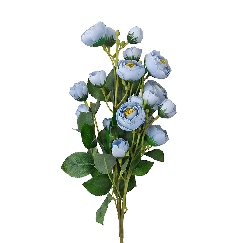 Deko Ast mit Blumen Blau Grün 80 cm