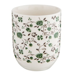 [6CEMU0001] Crockery Mug White, Green Ø 6x8 cm / 100 ml