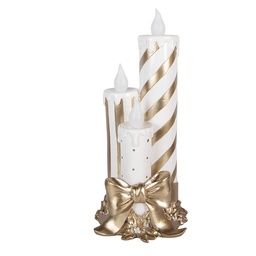 [6PR6258] Deko Kerze mit LED Goldfarbig Weiß 19x16x41 cm / 3xAA