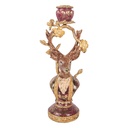 Kerzenständer Hirsch Lila Goldfarben 14x11x31 cm
