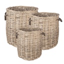 Paniers de rangement (ensemble v 3) Beige Marron Ø 60x54 / Ø 50x50 / Ø 40x44 cm