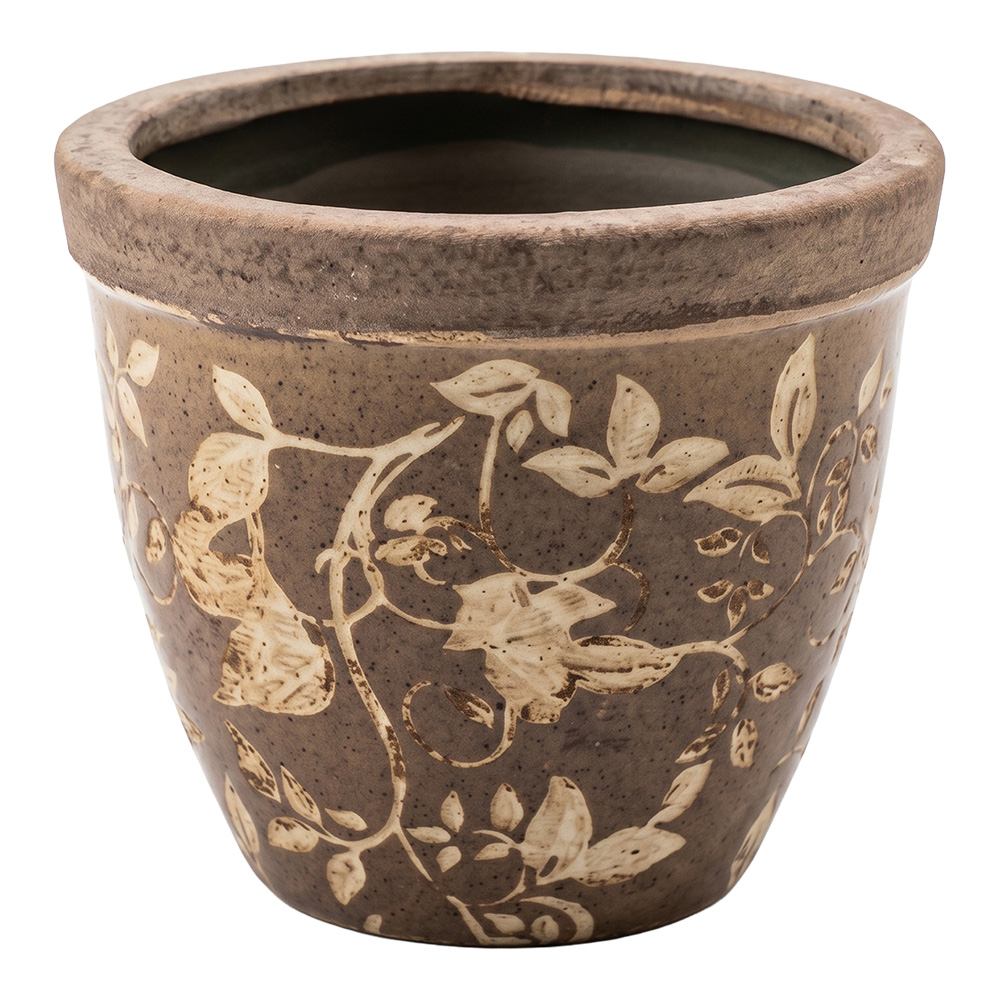 Vaso Porta Pianta Marrone Beige Ø 13x11 cm