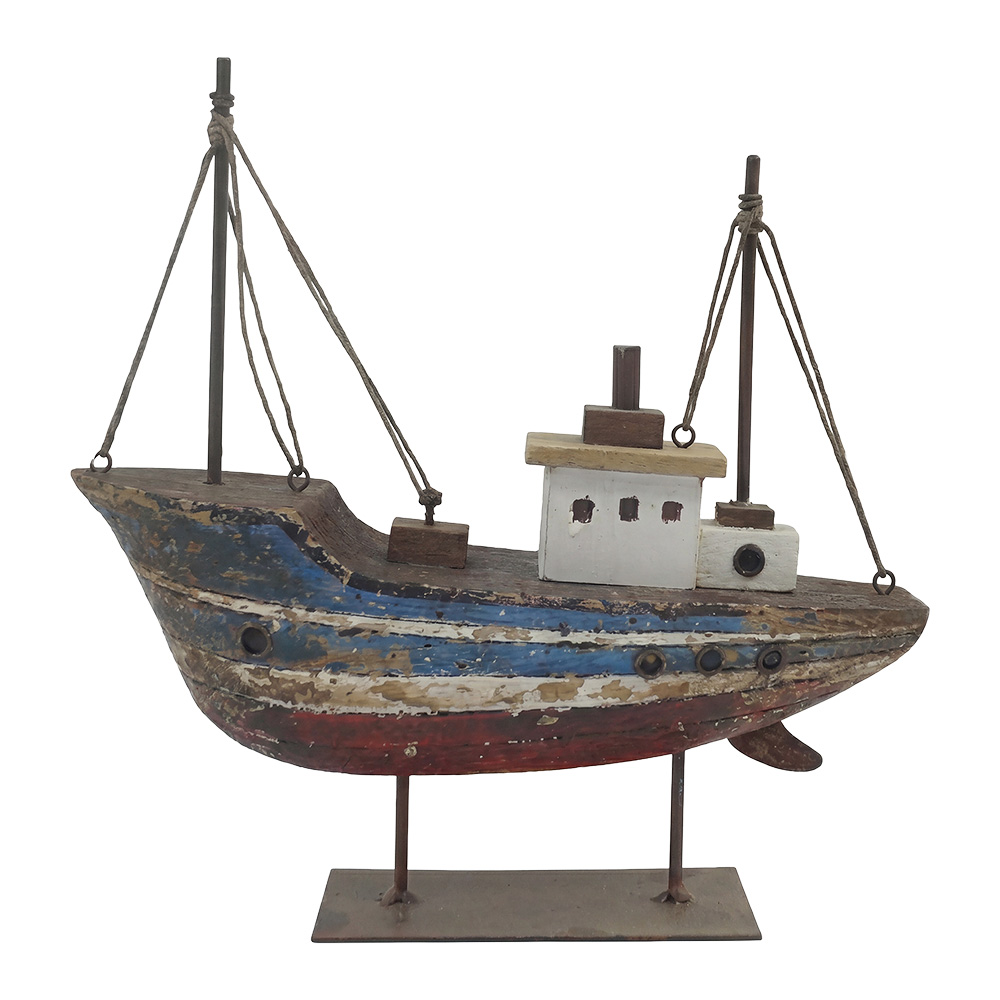 Miniatura Decorativa Barca Marrone Blu 23x7x22 cm