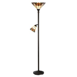 [5LL-5969] Lampada da Terra Tiffany Beige, Rosso Ø 30x178 cm E27/max 1x100W E14/max 1x25W