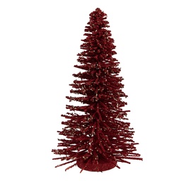 [66319R] Décoration Arbre de Noël Rouge Couleur or Ø 17x30 cm