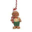 Pendentif décoratif Bonhomme de pain d'épice Marron Vert 3x1x6 cm