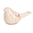 Clayre & Eef Decoratie Beeld Vogel 16x7x9 cm Beige Keramiek