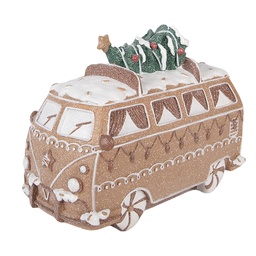 Clayre & Eef Dekorationsfigur Bus 26x13x19 cm Braun Kunststoff