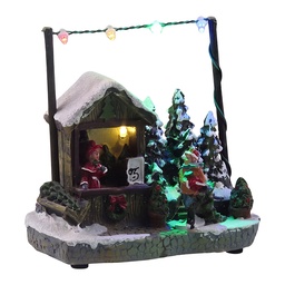 [6PR6511] Kerstdecoratie marktkraampje met LED 14x8x13 cm / 2xAAA