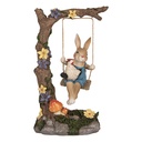 Decoration Rabbit on Swing Brown 20x12x32 cm