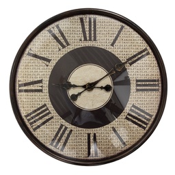 [6KL0814] Wanduhr Braun Beige Ø 50x6 cm / 1xAA
