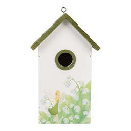 [6H2449] Birdhouse White Green 15x10x22 cm