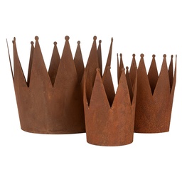 [6Y5789] Décoration Couronne royale (set de 3) Marron Ø 32x25 / Ø 17x21 / Ø 12x17 cm