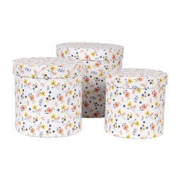 [66007] Hutschachtel 3er Set Weiß Ø 19x19 / Ø 17x17 / Ø 15x15 cm