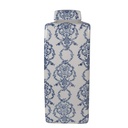 Barattolo per decorazioni con coperchio Bianco Blu 16x16x41 cm