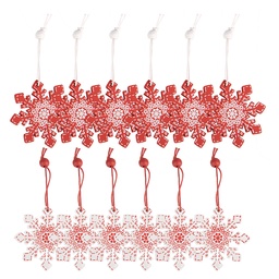 [6H2486] Décoration pendentif Flocon de neige Rouge Blanc 13x13x1 cm (12)