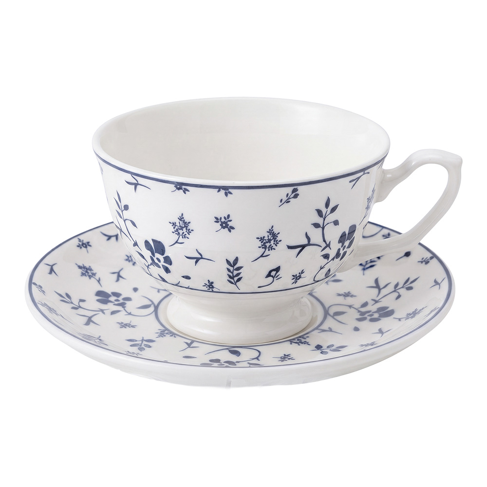 Cup and saucer White Blue